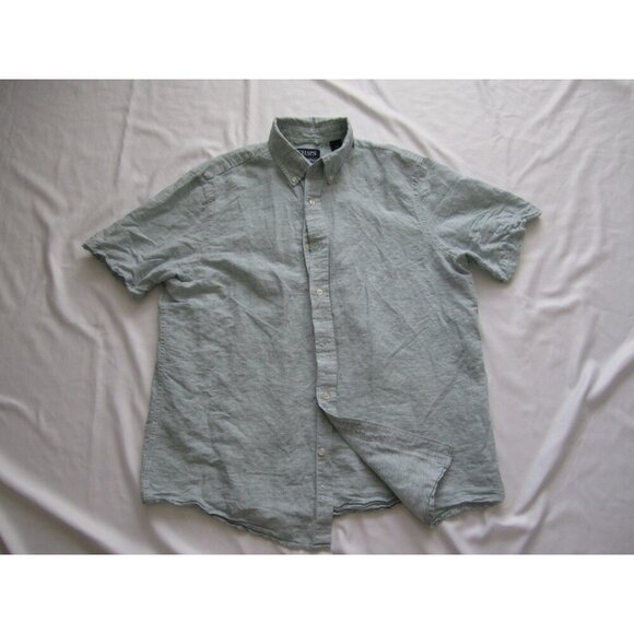 Men's Chaps Linen Blend Button Short Sleeve Shirt Sz L (MT612) - Picture 7 of 9
